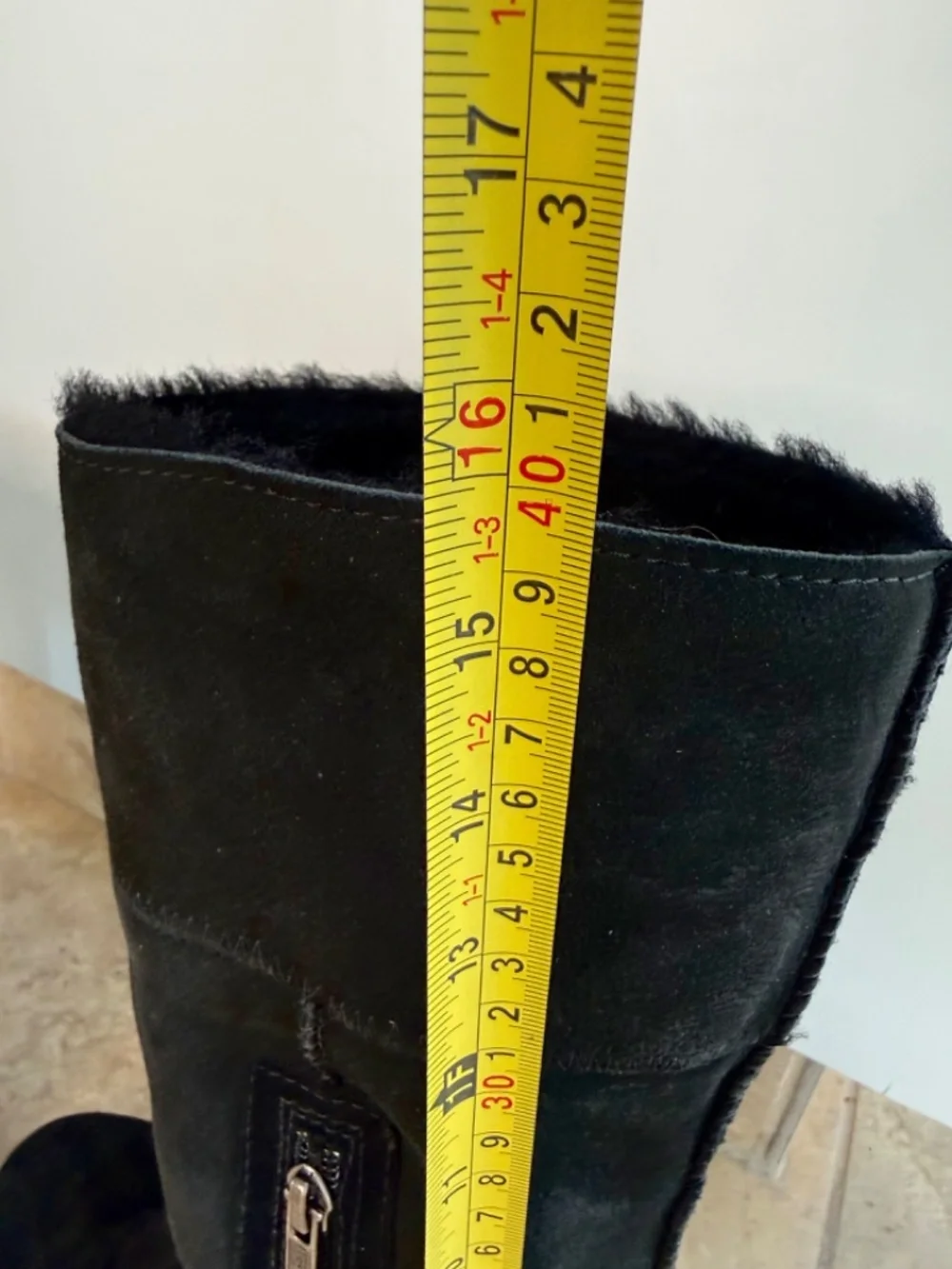 UGG Australia Joslyn Black Suede Fur Cuff Wedge Boots Sz 9, Wear Up or Down Sz 9
